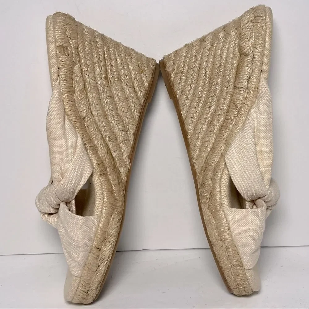 Soludos Ivory Knotted Wedge Espadrille Heels 6.5‎